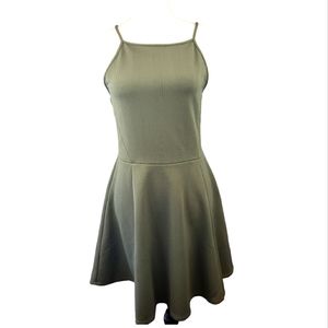 H & M Divided Skater Dress Size 10 in Olive-Fit & Flare-Autumn
